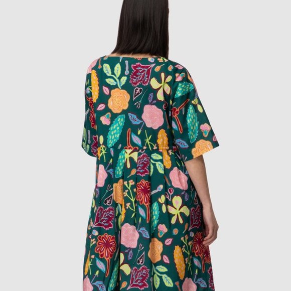 Gorman Pitches Petal Dress Dark Green Print Size M. Comfortably fits size 12 - 1 - Picture 4 of 15